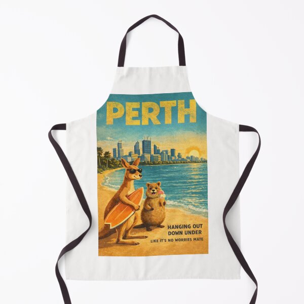 Item preview, Perth Western Australia Indian Ocean Coast with Swan River Skyline Kangaroo and Quokka Beach Scene designed and sold by Places On Earth.