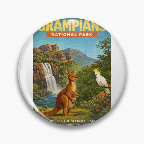 Item preview, Grampians National Park Victoria with Mackenzie Falls Grampians Ranges Kangaroo and Sulphur Crested Cockatoo designed and sold by Places On Earth.