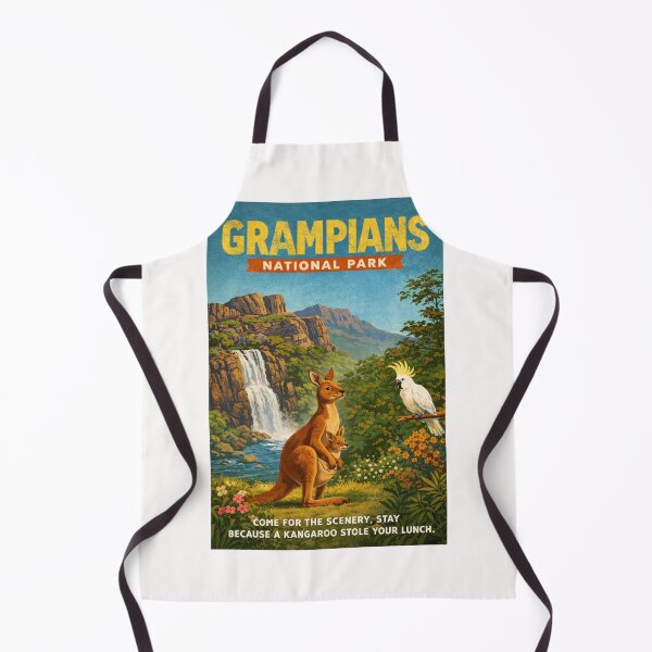 Item preview, Grampians National Park Victoria with Mackenzie Falls Grampians Ranges Kangaroo and Sulphur Crested Cockatoo designed and sold by Places On Earth.
