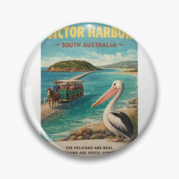 Item preview, Victor Harbor South Australia Granite Island Causeway with Horse Drawn Tram and Pelican designed and sold by Places On Earth.