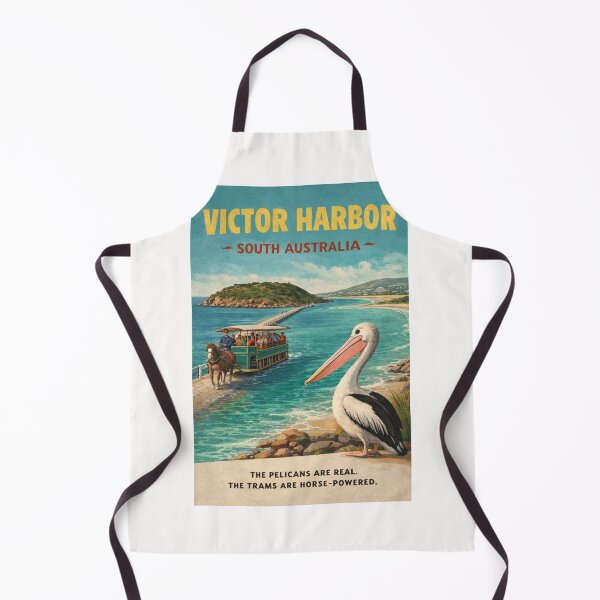 Item preview, Victor Harbor South Australia Granite Island Causeway with Horse Drawn Tram and Pelican designed and sold by Places On Earth.