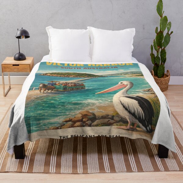 Item preview, Victor Harbor South Australia Granite Island Causeway with Horse Drawn Tram and Pelican designed and sold by Places On Earth.
