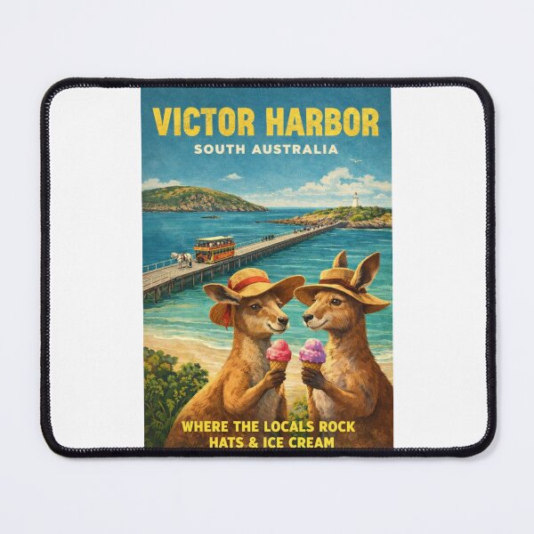 Item preview, Victor Harbor South Australia Granite Island Causeway Horse Drawn Tram Encounter Bay Kangaroos and Granite Island Lighthouse designed and sold by Places On Earth.