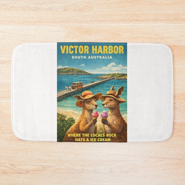 Item preview, Victor Harbor South Australia Granite Island Causeway Horse Drawn Tram Encounter Bay Kangaroos and Granite Island Lighthouse designed and sold by Places On Earth.