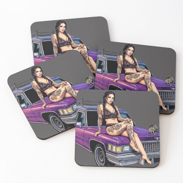 Item preview, Tattooed Gothic Woman on Purple Hearse designed and sold by Shirtaholism.