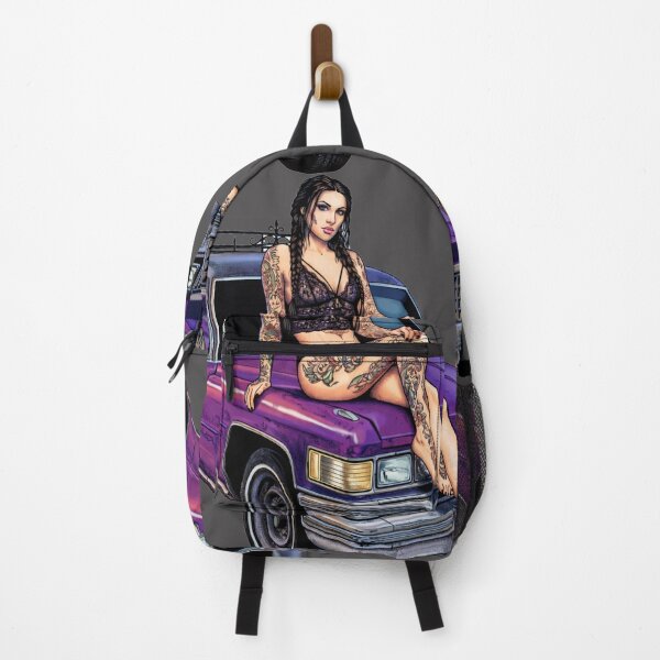 Item preview, Tattooed Gothic Woman on Purple Hearse designed and sold by Shirtaholism.