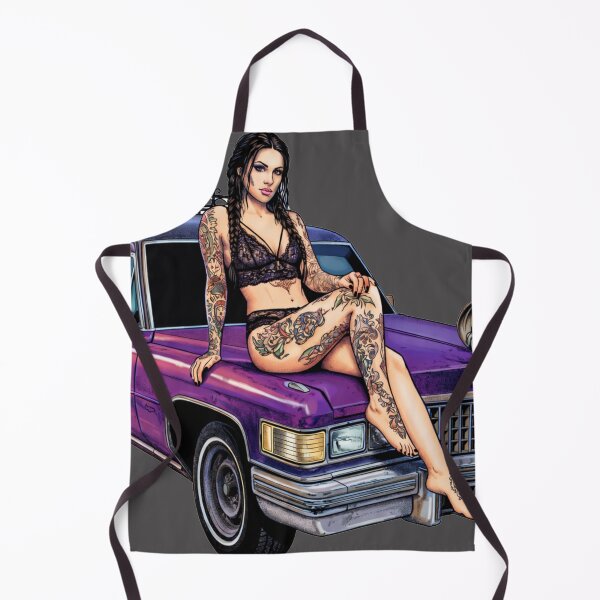 Item preview, Tattooed Gothic Woman on Purple Hearse designed and sold by Shirtaholism.
