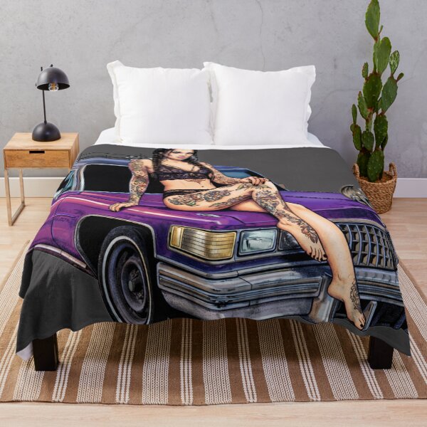 Item preview, Tattooed Gothic Woman on Purple Hearse designed and sold by Shirtaholism.