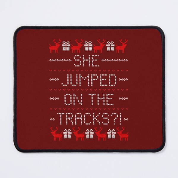 Item preview, She Jumped On The Tracks Ugly Christmas Sweater designed and sold by Normbot2000.