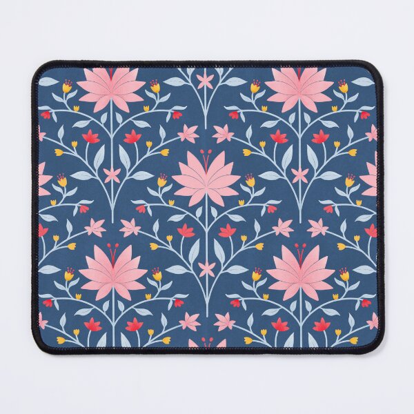 Item preview, Textured Navy Blue and Pink Lotus Scallop Pattern Modern Vintage Art designed and sold by studiomamabara.