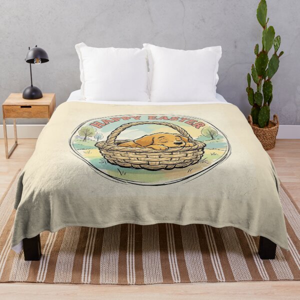 Item preview, Cozy Vintage Easter Puppy in Basket designed and sold by VisualRotaStudio .