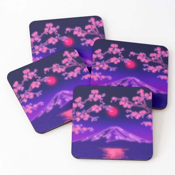 Item preview, Sakura Neon Sunset – Mount Fuji Vaporwave Japanese Landscape designed and sold by funglazie.