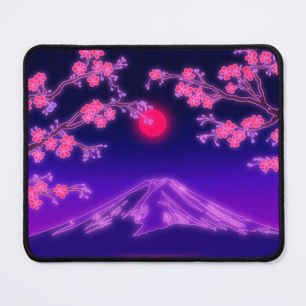 Item preview, Sakura Neon Sunset – Mount Fuji Vaporwave Japanese Landscape designed and sold by funglazie.