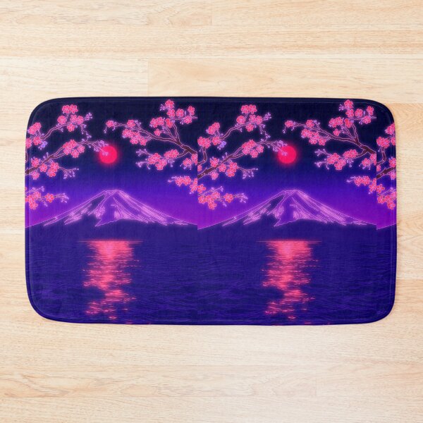 Item preview, Sakura Neon Sunset – Mount Fuji Vaporwave Japanese Landscape designed and sold by funglazie.