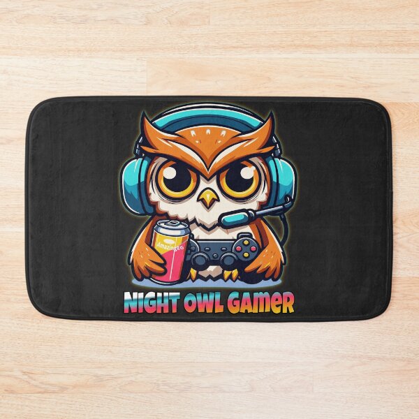 Item preview, Night Owl Gamer Funny Gaming Mascot with Energy Drink designed and sold by AmazingEG.