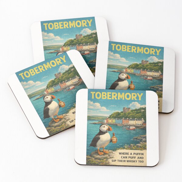 Item preview, Tobermory Isle of Mull Scotland Harbor Puffin Whisky Travel  designed and sold by Places On Earth.
