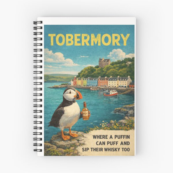 Item preview, Tobermory Isle of Mull Scotland Harbor Puffin Whisky Travel  designed and sold by Places On Earth.