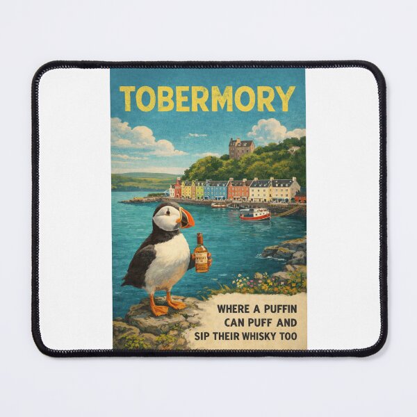 Item preview, Tobermory Isle of Mull Scotland Harbor Puffin Whisky Travel  designed and sold by Places On Earth.