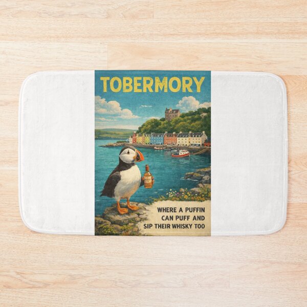 Item preview, Tobermory Isle of Mull Scotland Harbor Puffin Whisky Travel  designed and sold by Places On Earth.