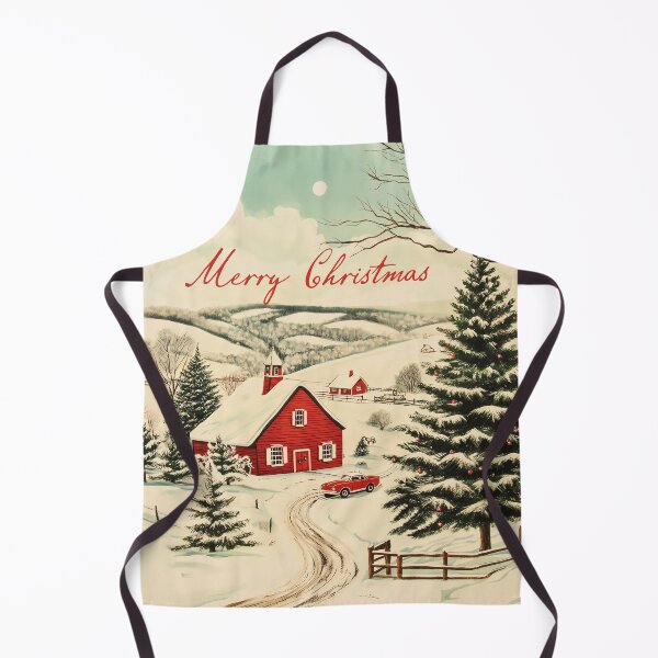 Item preview, Merry Christmas Vintage Style Red Barn Winter Farm Scene designed and sold by TheBohemianLark.