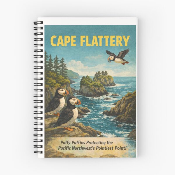 Item preview, Cape Flattery Washington Pacific Northwest Puffin Coastline Vintage Travel Scene designed and sold by Places On Earth.