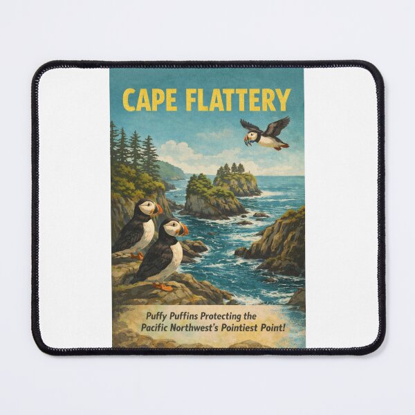 Item preview, Cape Flattery Washington Pacific Northwest Puffin Coastline Vintage Travel Scene designed and sold by Places On Earth.