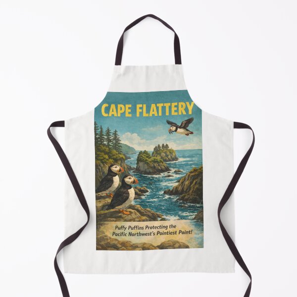 Item preview, Cape Flattery Washington Pacific Northwest Puffin Coastline Vintage Travel Scene designed and sold by Places On Earth.
