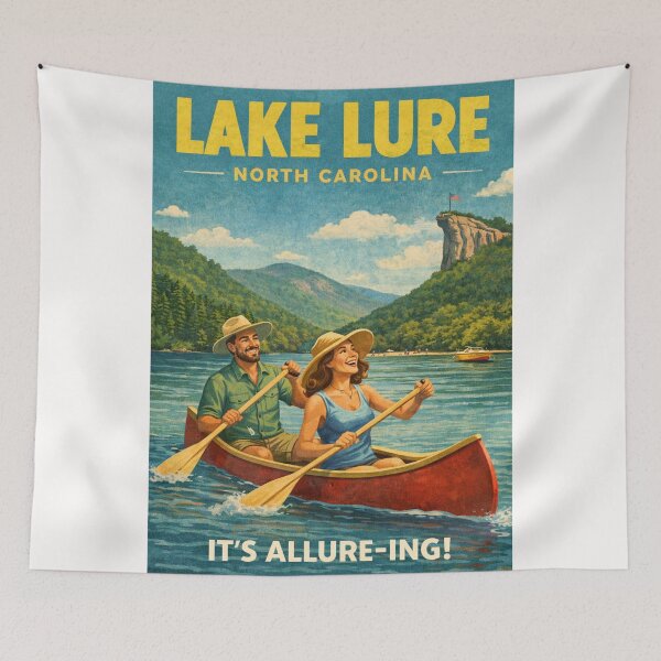 Item preview, Lake Lure North Carolina Blue Ridge Mountains Chimney Rock Canoe Scene designed and sold by Places On Earth.