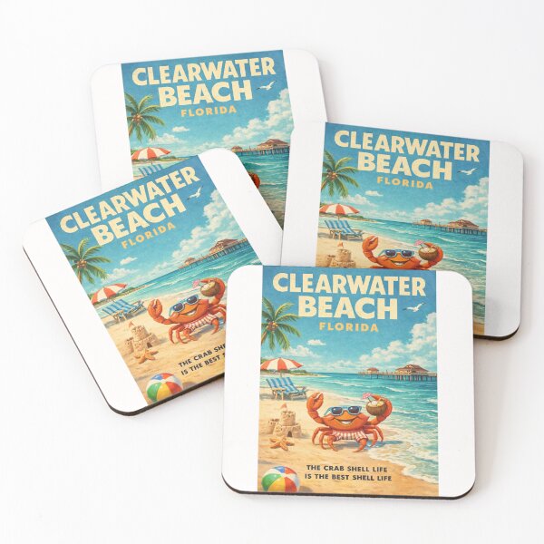 Item preview, Clearwater Beach Florida Gulf Coast Cartoon Crab Summer Beach Scene designed and sold by Places On Earth.