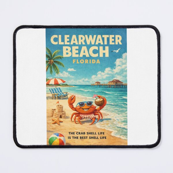 Item preview, Clearwater Beach Florida Gulf Coast Cartoon Crab Summer Beach Scene designed and sold by Places On Earth.