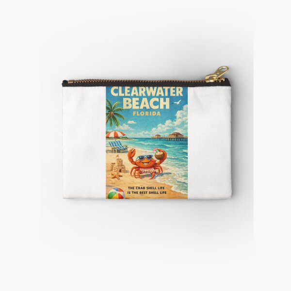 Item preview, Clearwater Beach Florida Gulf Coast Cartoon Crab Summer Beach Scene designed and sold by Places On Earth.