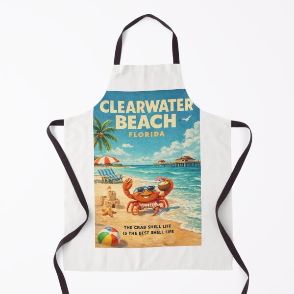 Item preview, Clearwater Beach Florida Gulf Coast Cartoon Crab Summer Beach Scene designed and sold by Places On Earth.