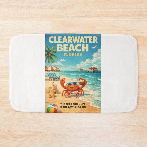 Item preview, Clearwater Beach Florida Gulf Coast Cartoon Crab Summer Beach Scene designed and sold by Places On Earth.