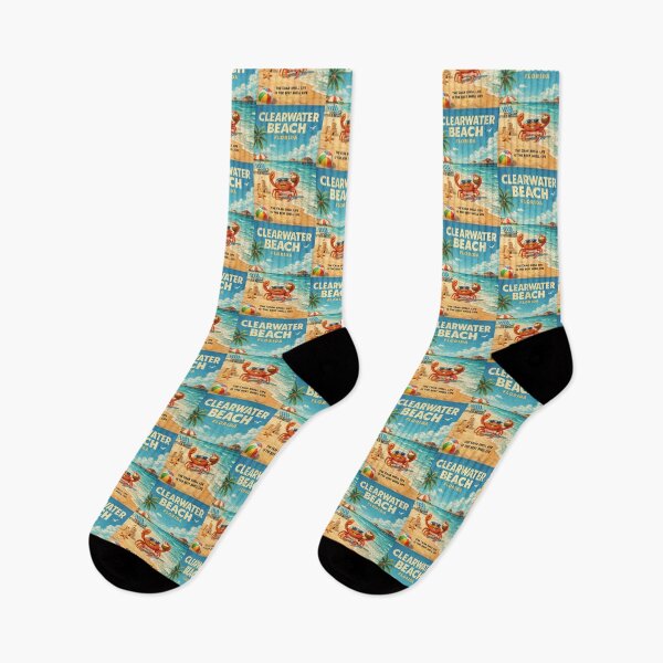 Item preview, Clearwater Beach Florida Gulf Coast Cartoon Crab Summer Beach Scene designed and sold by Places On Earth.