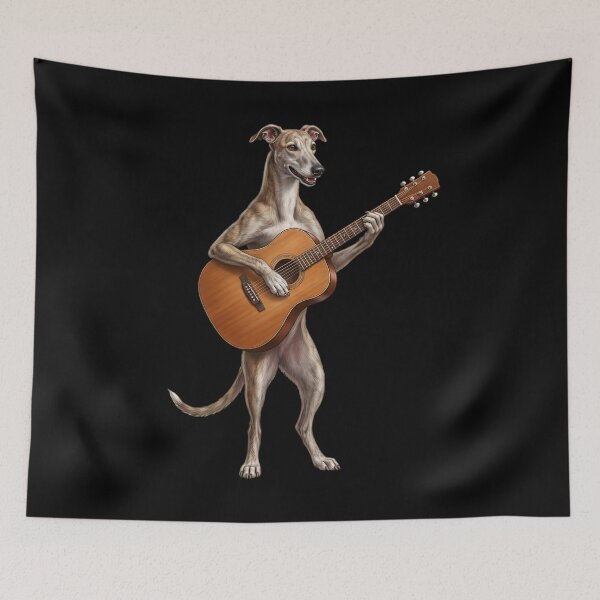 Item preview, Greyhound Playing Acoustic Guitar Player Guitarist Dog Lover designed and sold by DoodleTortle.