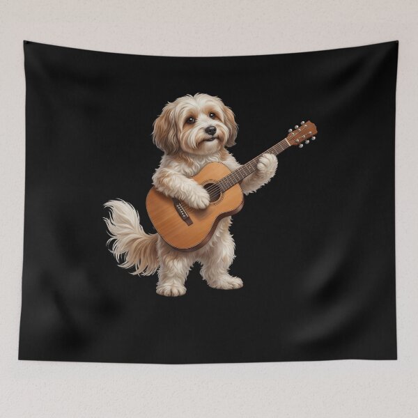 Item preview, Havanese Playing Acoustic Guitar Player Guitarist Dog Lover designed and sold by DoodleTortle.