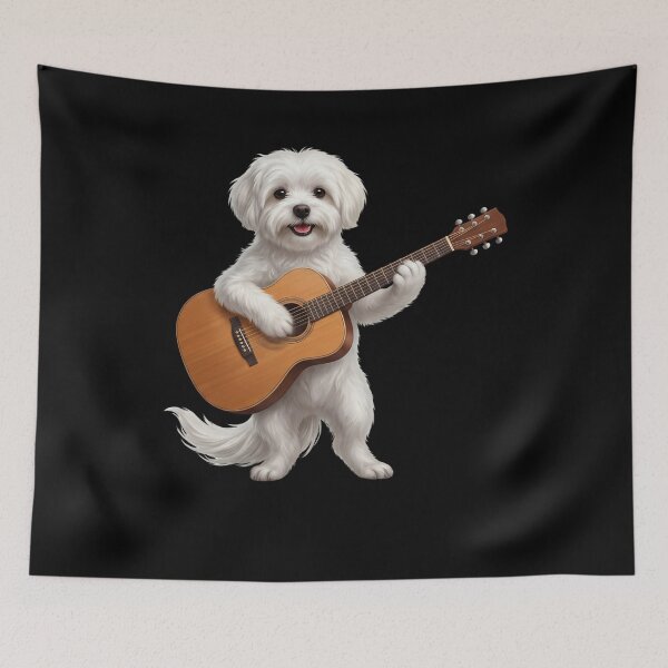 Item preview, Maltese Playing Acoustic Guitar Player Guitarist Dog Lover designed and sold by DoodleTortle.