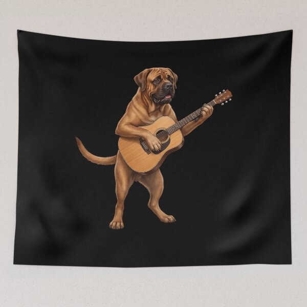 Item preview, Mastiff Playing Acoustic Guitar Player Guitarist Dog Lover designed and sold by DoodleTortle.
