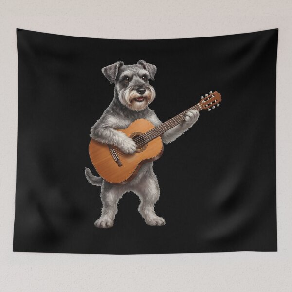 Item preview, Miniature Schnauzer Playing Acoustic Guitar Player Guitarist Dog Lover designed and sold by DoodleTortle.
