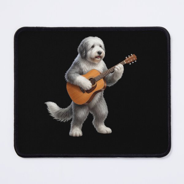Item preview, Old English Sheepdog Playing Acoustic Guitar Player Guitarist Dog Lover designed and sold by DoodleTortle.