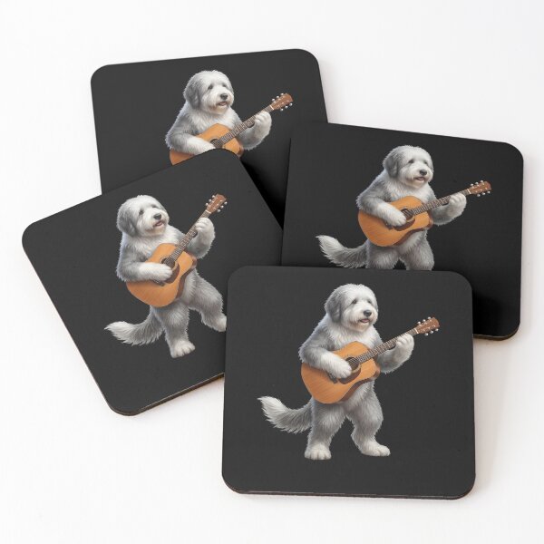 Item preview, Old English Sheepdog Playing Acoustic Guitar Player Guitarist Dog Lover designed and sold by DoodleTortle.