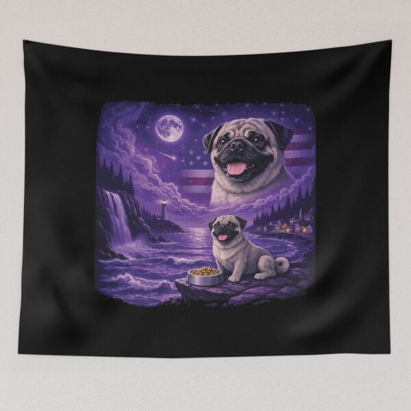 Item preview, Pug Howling to The Moon Vintage 90s Retro Animal Funny Dog designed and sold by BOUCHERIT amine.