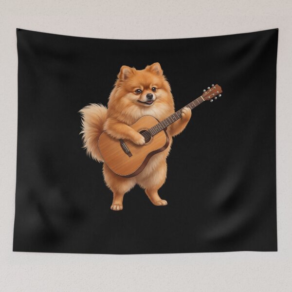 Item preview, Pomeranian Playing Acoustic Guitar Player Guitarist Dog Lover designed and sold by DoodleTortle.