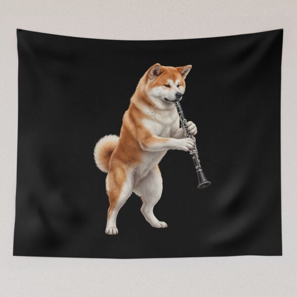 Item preview, Akita Playing Clarinet Player Clarinetist Dog Lover designed and sold by TerryConnells.