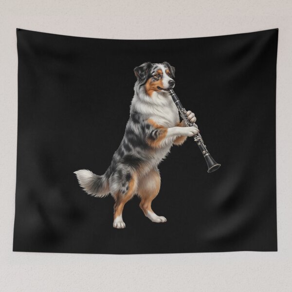 Item preview, Australian Shepherd Playing Clarinet Player Clarinetist Dog Lover designed and sold by TerryConnells.