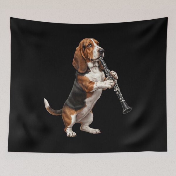 Item preview, Basset Hound Playing Clarinet Player Clarinetist Dog Lover designed and sold by TerryConnells.