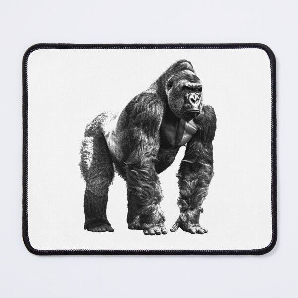 Item preview, Black and White Gorilla Portrait Powerful Wildlife Art designed and sold by inkoutninja.