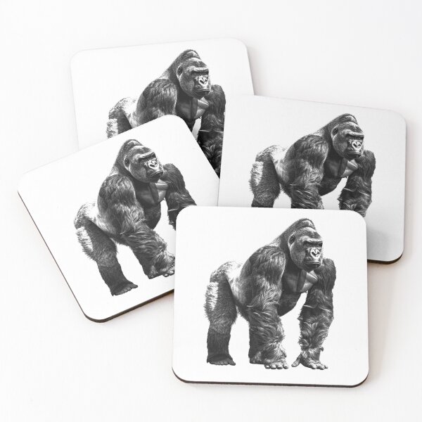 Item preview, Black and White Gorilla Portrait Powerful Wildlife Art designed and sold by inkoutninja.