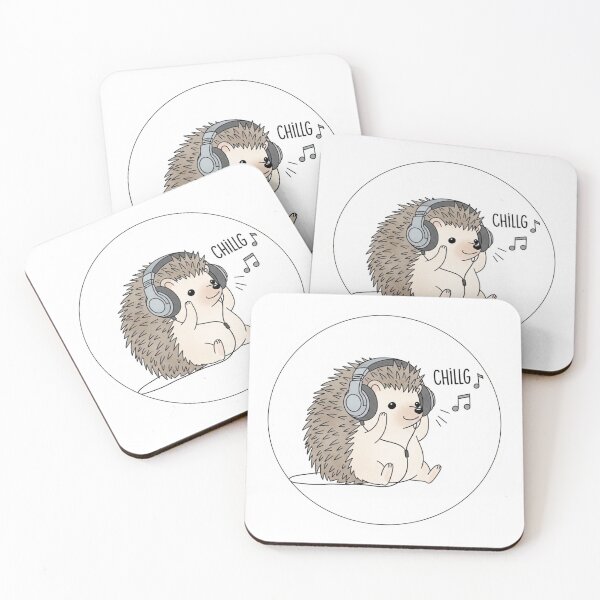 Artikelvorschau, Niedlicher Igel hört Musik – Kawaii Chill Tieraufkleber entworfen und verkauft von MongOficial.