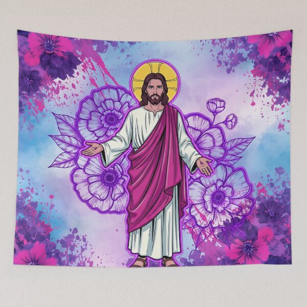 Item preview, "Infinite Trust: Jesus among flowers of Blessing" designed and sold by keythxctrs.